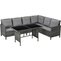 SVITA MADISON Rattan-Lounge Ecksofa Rattan-Lounge Gartenmöbel-Set Garnitur Grau