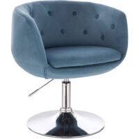 SVITA Panama Retro Loungestuhl Cocktailsessel Blau Petrol Samt-Optik Tellerfuß