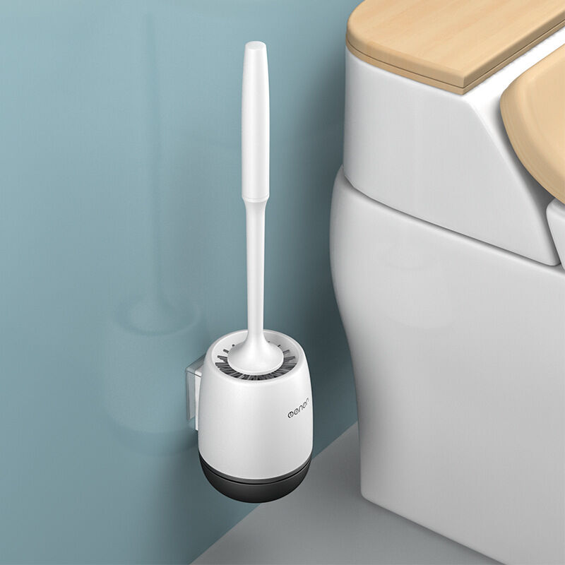 Weiß & Schwarz Braoses WC Bürste mit Halter Silikon Set Stiel für Badezimmer 