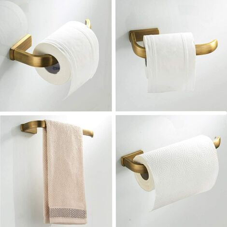 Piece Bathroom Accessory Set - Wall Mounted Brass Towel Ring and Toilet Paper Holder, Brushed Bronze