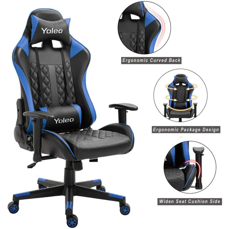 Details about   Ergonomic Gaming Chair High-Back Swivel Office Desk Lumbar Support Adjustable 