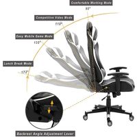 Gaming Chair Ergonomic Home Office Desk Chairs Adjustable High Back Swivel PU Leather Racing Chair with Lumbar Support and Headrest (White, without footrest)