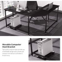 L-Shape Corner Gaming Work Desk Table Office with CPU Stand Black