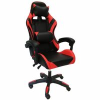 OUT & OUT Speedy Gaming Chair Faux Leather Lumbar Support- Red - Red
