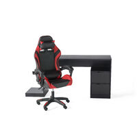 OUT & OUT Speedy Gaming Chair Faux Leather Lumbar Support- Red - Red