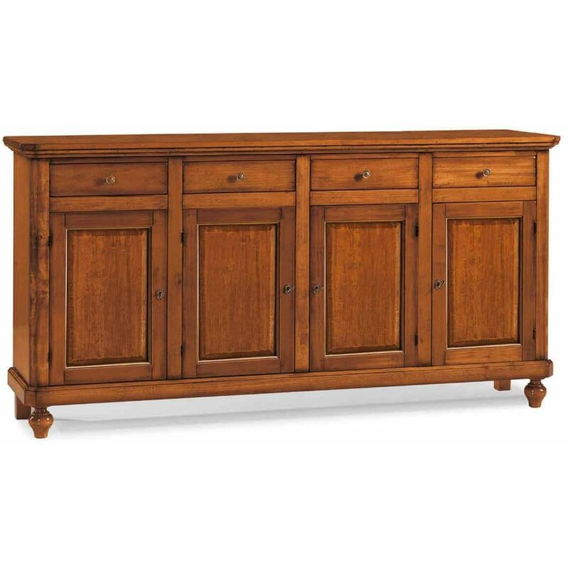 Credenza in noce arte povera, con 4 porte e 4 cassetti 205x94