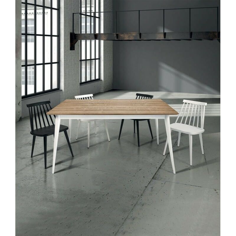 Tavolo di Design in Legno Allungabile Abete Spazzolato Bicolore Dimensione  Tavoli: 160 x 85 + 1 allunga 50 cm