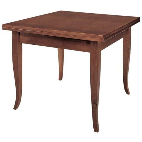 Tavolo Quadrato Allungabile a Libro Piedi a Sciabola  Colori Legno: Bianco Opaco - Dimensione Tavoli: 90 x 90 - Dimensione aperto: 180 x 90