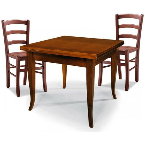 Set tavolo da pranzo con zampe intagliate lungo e 4 sedie in Pino massello  90.70-51C-Set21