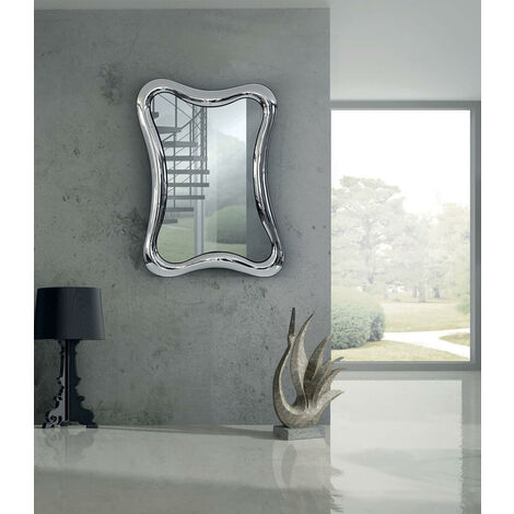 Specchio Da Parete Rustico Besdomus, Cornice In Legno Massello, 91x61 Cm, Design Geometrico, Impermeabile, Montaggio Verticale/orizzontale - 4