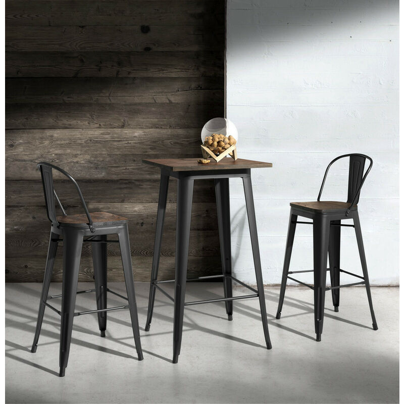 Pack De 4 Taburetes De Bar Metálicos Marko Furniture – Estilo Tolix Rústico (74 Cm De Alto)