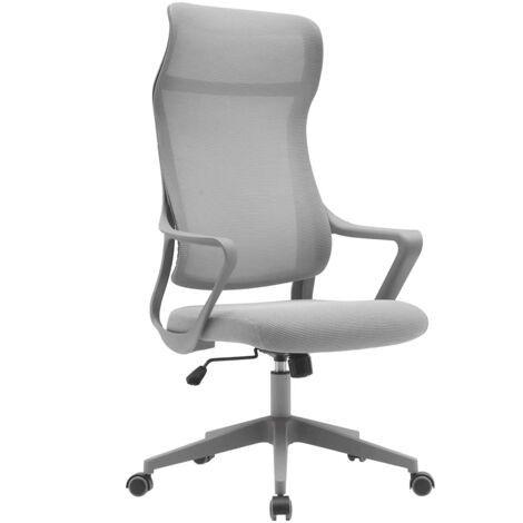 HISPANOHOGAR, silla de oficina con ruedas y altura regulable, modelo Remi, en tela gris