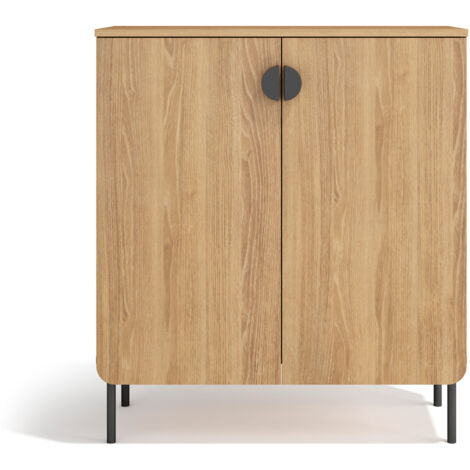 Herdasa, Mueble multifunción TOKYO de melamina, 3 baldas, diseño moderno, 90x80x35cm - roble dorado (1/4)