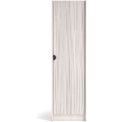 Herdasa, Zapatero alto NUX en melamina, 175x50x24cm - blanco antic y puertas efecto vallado blanco
