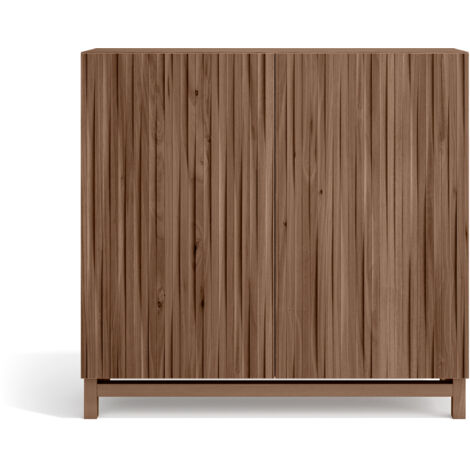 Herdasa, Zapatero en Melamina, modelo Copenhague, 90x90x27, color nogal Velmore con puertas efecto listones nogal (1/5)