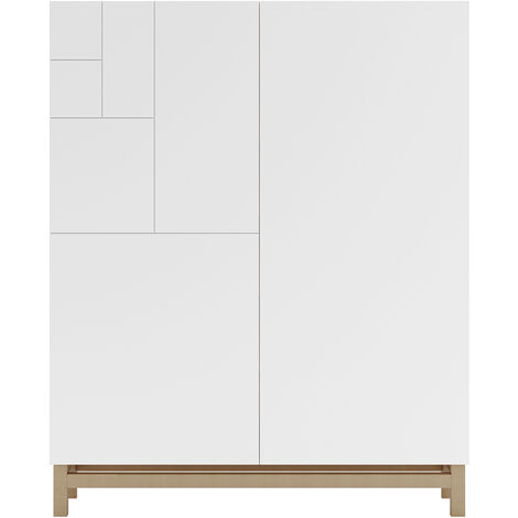 Zapatero modelo Volda 515, roble con puertas blanco.