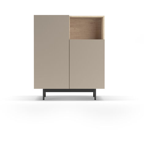 Mueble aparador en melamina, colección PRINTED (602-1), con 2 puertas, en roble y arena