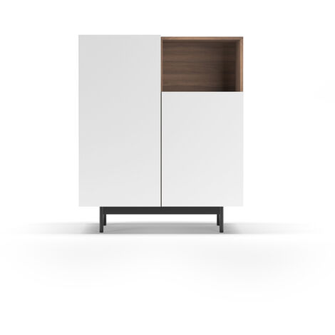 Mueble aparador en melamina, colección PRINTED (602-1), con 2 puertas, en nogal y blanco