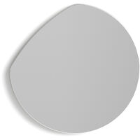 Espejo redondo asimétrico de la colección LUNE, de 38cm de diámetro, en MDF lacado en color arena.