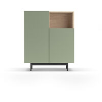 Mueble aparador en melamina, colección PRINTED (602-1), con 2 puertas, en roble y verde