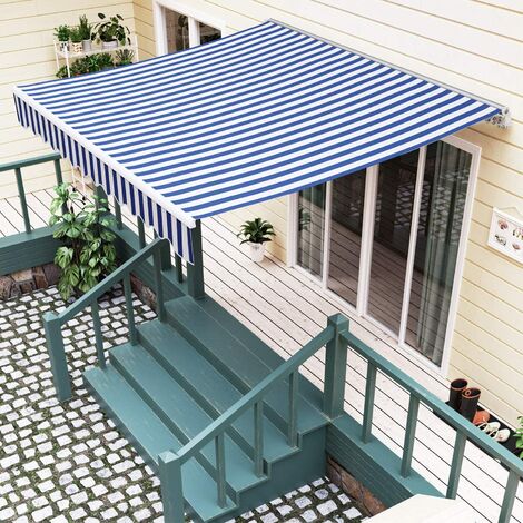Gizcam 118×47 Retractable Awning with Hand Crank Patio Awning UV & Water Resistant Khaki Height Adjustable Balcony Awning 