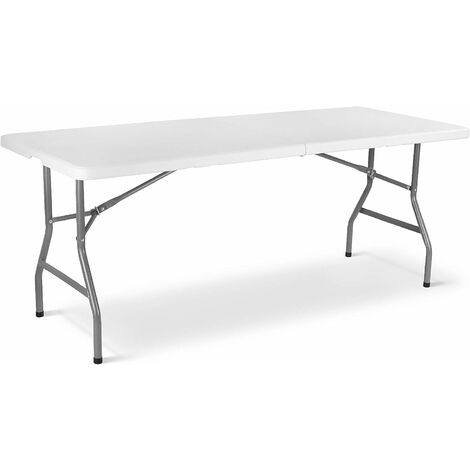 Ratten Look Camping Table and 2 Benches with Handles Picnic Steel Frame Waterproof 6ft Folding Table and 2 Benches for Outdoor Garden Folding Table and Benches Set HDPE Plastic Panel 