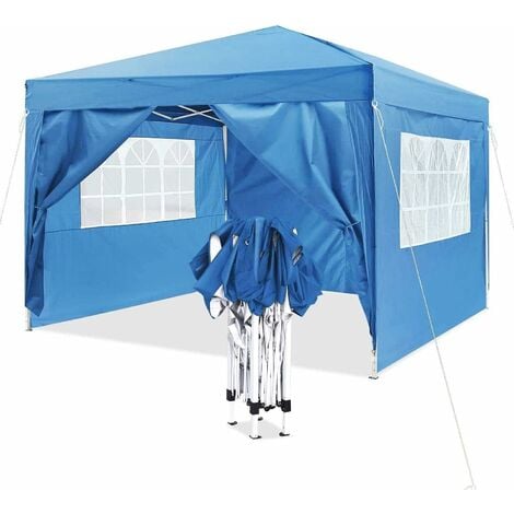 BAMNY Gazebo with Adjustable Sides, Outdoor Marquee Canopy, Awning for Beach Party Festival Camping and Wedding, 3mx3mx2.41/2.46/2.5m with Storage Box