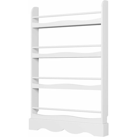 Bamny Bookshelf 4 Tier Freestanding Bookcase Wooden Book Rack Shelf Organizer Shelves for Home Office Living Room White 58x11.5x118cm
