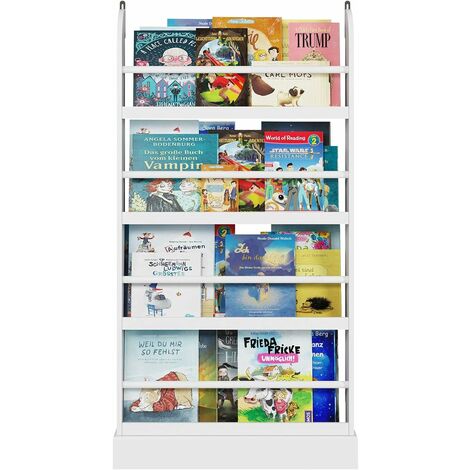 Homfa Children Bookshelf Kids Shelves Wooden Book Display Stand Organizer White 80x11.5x118cm 