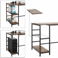 Bamny desk computer table with 4 shelves PC table office table gaming table work table wood metal for office office gaming in industrial design vintage black large 120x60x76.5cm