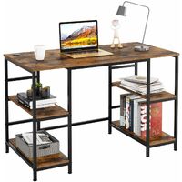 Bamny desk computer table with 4 shelves PC table office table gaming table work table wood metal for office office gaming in industrial design vintage black large 120x60x76.5cm