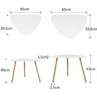 Bamny Coffee Tables Nesting Coffees End Tables Modern Decor Side Table Triangle Occasional Stand Tea Table for Living Room Home and Office Set of 2 White