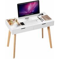 Bamny Computer Desk Study Writing Table with Drawers Laptop Desk Dressing Table Home Office White Table 100x50x77cm