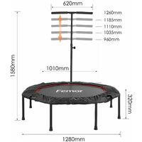 Bamny Fitness Trampoline 50 Inch, Foldable, Two Models, Ø127cm, 5-way Height-adjustable Handle Jumping Trampoline Incl. Edge Cover, User Weight Up to 150kg, for Indoor/Outdoor