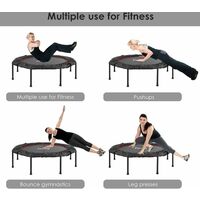 Bamny Fitness Trampoline 50 Inch, Foldable, Two Models, Ø127cm, 5-way Height-adjustable Handle Jumping Trampoline Incl. Edge Cover, User Weight Up to 150kg, for Indoor/Outdoor