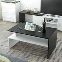 Bamny White Coffee Center Table Living Room TV Cabinet With Lower Storage Shelf 90 cm