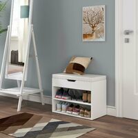 Bamny Shoe Cabinet Seat Storage Closet Wooden Rack Cupboard Shoes Bench with Padded Cushion Seat
