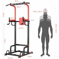 Bamny Power tower with pull up bar - pull up bar, dip station - black load capacity up to 200KG