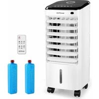 BAMNY 3.5L Portable Mobile Air Conditioner, Air Cooler & Purifier & Humidifier, 3 in 1 Air Cooler with Remote Control & 2 Cool Packs, 1-7 Hour Timer, 3 Modes& 3 Speeds, Low Power Consumption(65W)