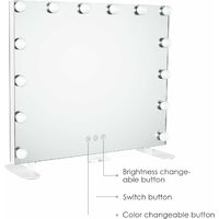 BAMNY Hollywood Vanity Mirror with 14 Dimmable LED Bulbs, Touch Control, 3 Color Lighting Modes, 10X Magnified Mirror, Makeup Mirror Tabletop Cosmetic Mirror (60 x 50cm)