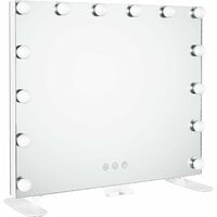 BAMNY Hollywood Vanity Mirror with 14 Dimmable LED Bulbs, Touch Control, 3 Color Lighting Modes, 10X Magnified Mirror, Makeup Mirror Tabletop Cosmetic Mirror (60 x 50cm)