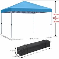 BAMNY 3 x 3 m Gazebo Folding Waterproof Pop Up Gazebo Canopy Tent Metal Frame Garden Outdoor Party Tent UV Protection with Carry Bag 4 Sandbags, Blue