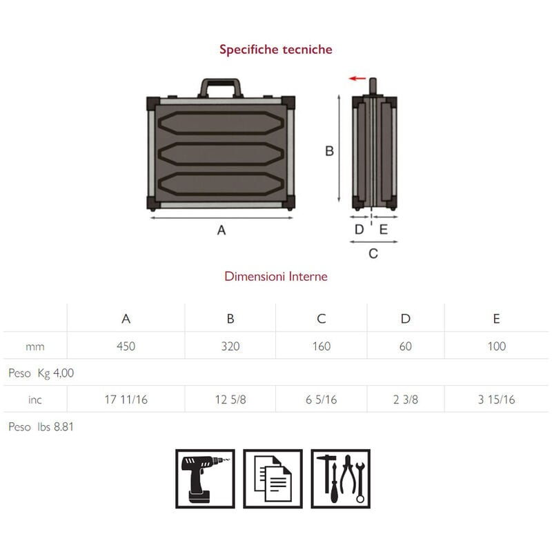 gt line serie v-rock turtle pel trolley valigia portautensili/attrezzi