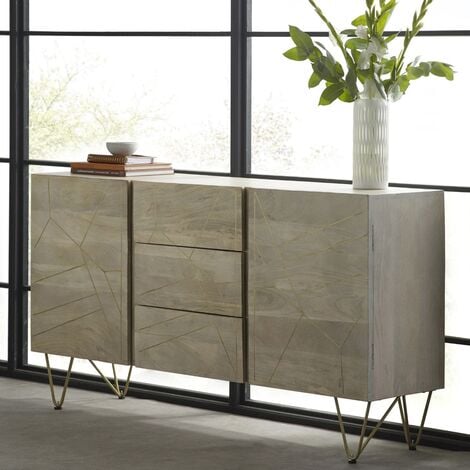 Large Sideboard with Doors and Drawers Dallas Light Mango - Light Wood