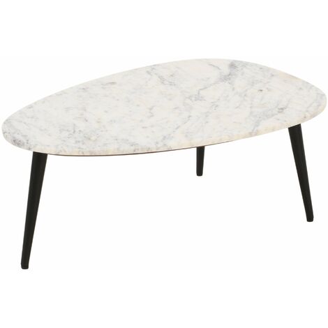 Luxor Coffee Table With White Marble Top & Metal Legs