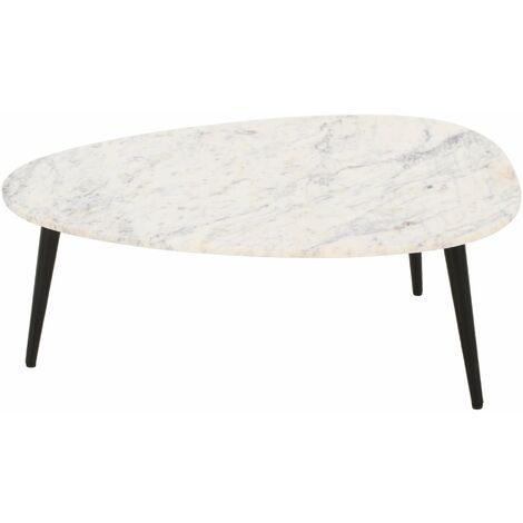 Luxor Coffee Table With White Marble Top & Metal Legs