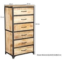 Upcycled Industrial Vintage Mintis Tall Chest of Drawers - Light Wood
