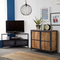 Vintage Up cycled Industrial Wood Small Sideboard - Light Wood