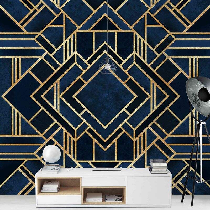 Carta da parati - Art Deco oro - Formato quadrato Dimensione HxL: 192cm x  192cm Tessuto non tessuto