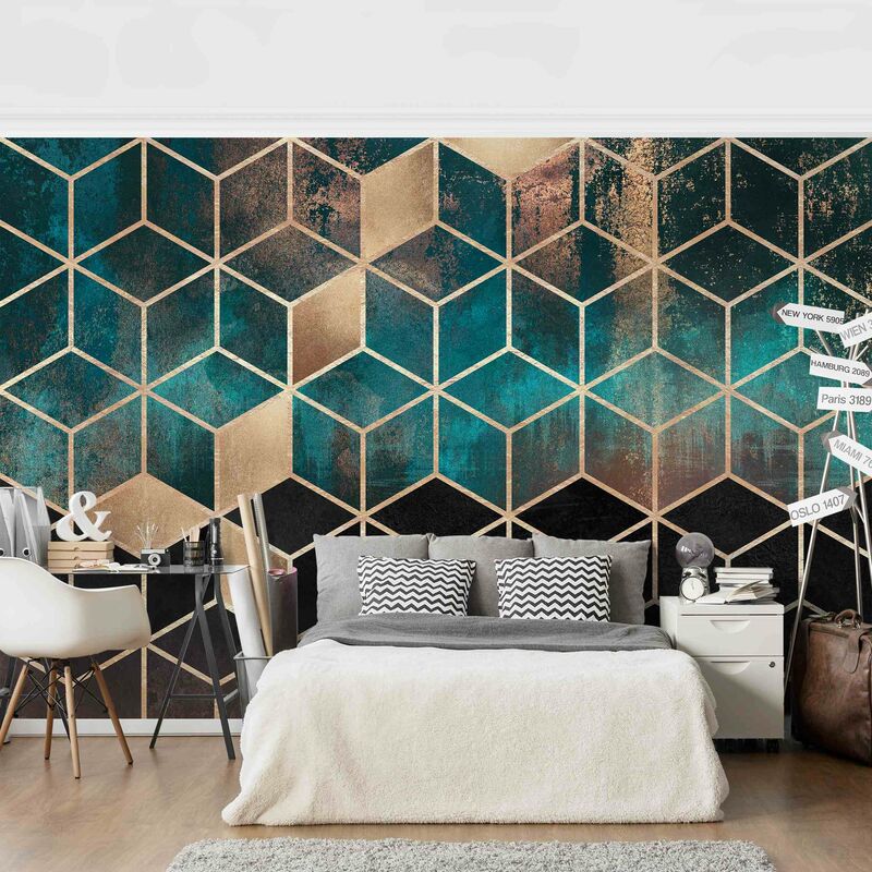 Carta da parati - Colorful pastello oro Geometria - Orizzontale Dimensione  HxL: 190cm x 288cm Tessuto non tessuto